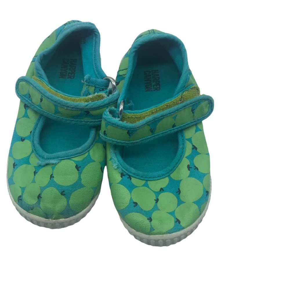Harper Canyon Green Apple Sneakers Canvas Girls Sz 6 Mary Jane Hook Loop Closure